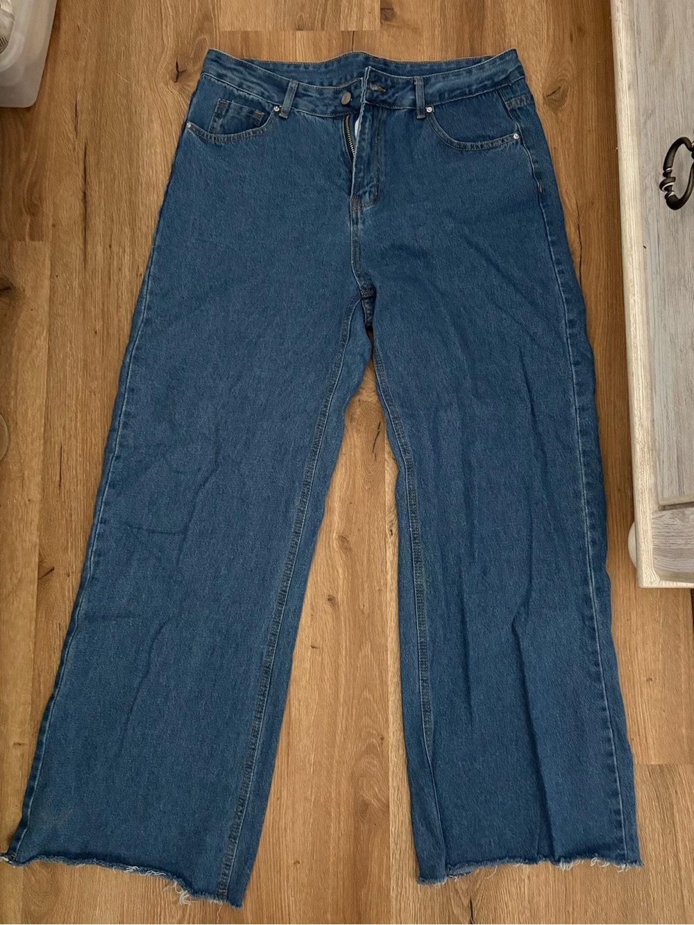 High-Waist Wide-Leg Blue Denim Jeans